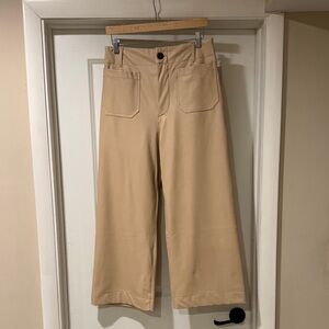 Anthropologie’s Maeve - The Colette Faux Leather Tan Wide Leg Pants